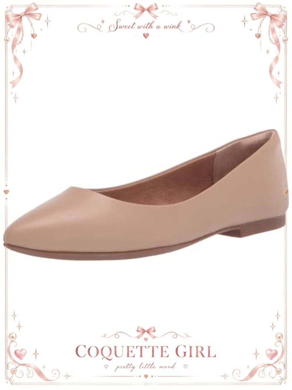 Faux Leather Pointed-Toe Ballet Flat Memory Foam Comfort Walking Shoe